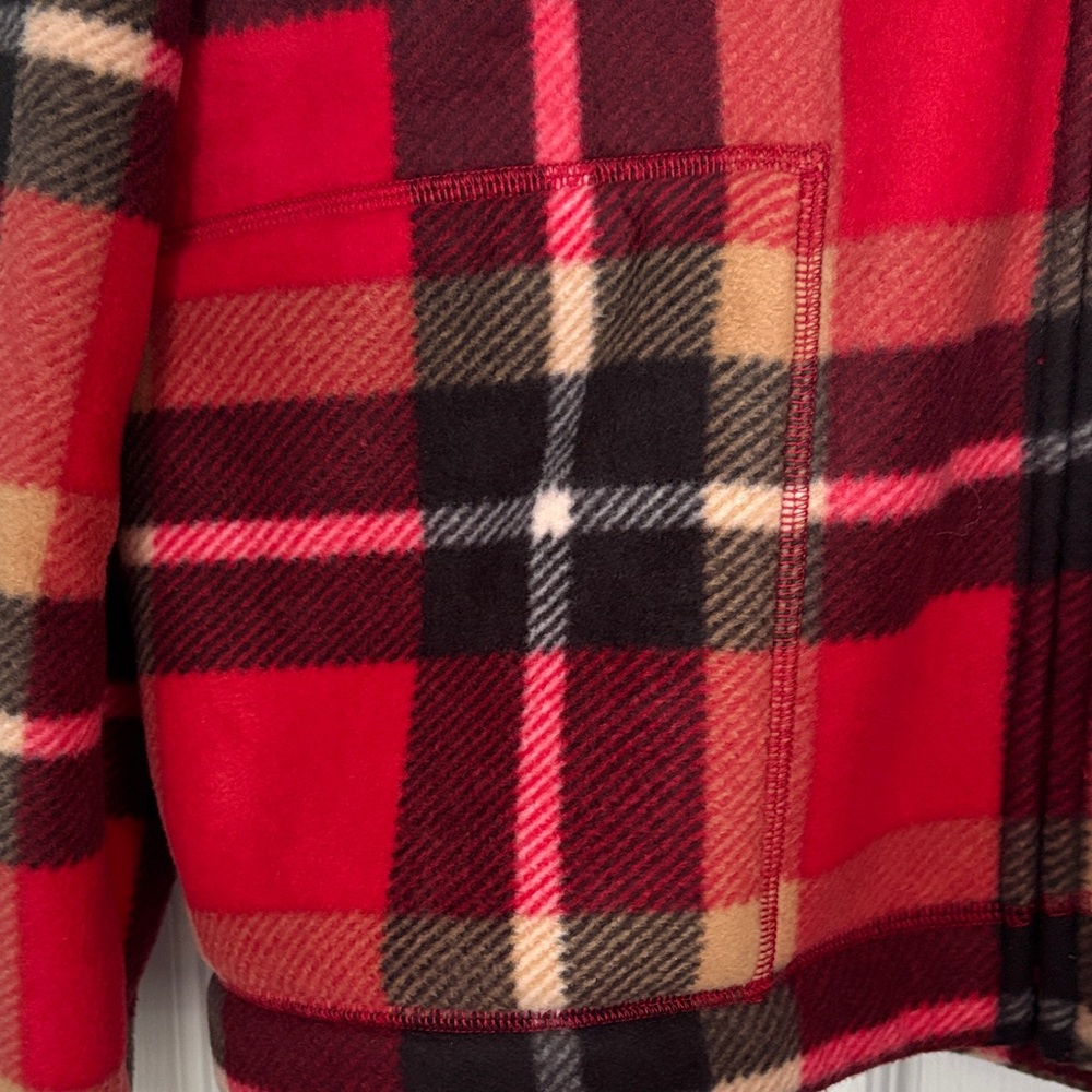 NWOT Red Plaid Fleece Jacket - Picture 2 of 4